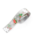 Grey Christmas polyester ribbon with gingerbread and snowflake patterns for gift wrapping - 2.5cm Grey Gingerbread Man Hat Ribbon (1 Yard)