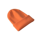 Hellorangefarbene Rippstrick-Mütze für Kinder mit stilvollem Umschlag-Design - Orange
