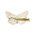 Dettaglio macro di un fermaglio per capelli a farfalla in metallo dorato con design cavo - Oro