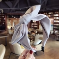 Light gray fabric headband featuring a large sweet bow design for a stylish women's look - Gray