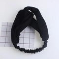 Classic black twisted knot elastic headband made of soft fabric for women - Suede Black