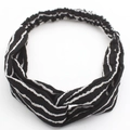Elastic black and white striped twist knot headband with a minimalist floral pattern - Black Stripe