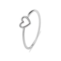 S925 sterling silver minimalist open ring featuring a hollow heart-shaped pattern - Silver / US 6