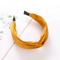 Classic yellow knotted wide headband with soft velvet texture for women hair styling - Ginger Yellow