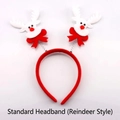 Christmas reindeer headband featuring white plush elk with red bows and spring ears - Standard (Reindeer)