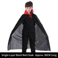Cape d'Halloween réversible noir et rouge pour enfants avec col montant, long 90cm - 90cm (Enfants) / Stand Collar / Noir et rouge (couche simple)