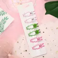 6er-Set Haarspangen in Hasenform mit Punktemuster für Kinder in Rosa und Weiß - D011 Kaninchen Serie