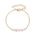 Bracciale a catena snake dorata minimalista con tre perle bianche e chiusura a moschettone - Stile Tripla Perla Oro (11460)