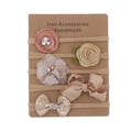 5-pack nylon baby headbands set with floral bows for newborn photography props - Khaki Style