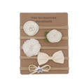 5-piece set of cream white bow and flower elastic nylon headbands for baby photography - Beige Style