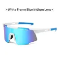 Lunettes de soleil sport cyclisme monture blanche avec verres miroirs bleus mixtes - Monture Blanche Verres Miroir Bleu