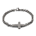Vintage-Armband aus oxidiertem Silber mit Kreuzanhänger und grober Gliederkette - Antik Silber Armband (KB116439-KFC)