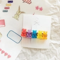 Five colorful acrylic gummy bear hair clips in red purple blue yellow orange - Duckbill Clip No.2