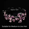 Medium hair twist clip with pink and purple rhinestones for medium to thin hair, 15cm size - Medium Flower Purple