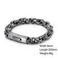 Pulsera de cadena trenzada vintage para hombre en plata antigua con cierre - Ancho 9mm / Largo 205mm / Plata Antigua (KB119225-KFC)