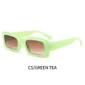 Modern rectangular sunglasses featuring mint green transparent frames and tea gradient lenses - Green Frame Gradient Tea Lens