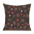 Detailed texture of linen Christmas pillowcase with brown stars and snowflake patterns - 18x18 Inch / 05/Brown Snowflake