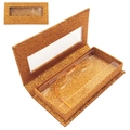 Scatola per ciglia finte glitterata dorata con finestra trasparente e vassoio - Glitter Arancione