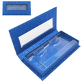 Scatola per ciglia finte in glitter blu con finestra e vassoio interno trasparente - Blu Zaffiro
