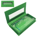 Scatola magnetica per ciglia finte glitter verde con finestra trasparente e nastro - Glitter Verde