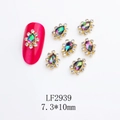 Macro detail of K9 crystal crown nail charms and size specifications for manicures - Waterdrop-LF2939 / Gold/Multicolor