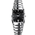 Men's quartz watch with silver steel strap, black dial, and luminous date display - Silver Strap Black Dial Men's