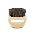 Men's finger ring beard brush with natural boar bristles and beige plastic handle - Black Bristles / White