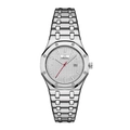 Silver octagonal men's watch with steel bracelet and white checkered dial - Silver Case White Dial Women