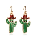 Simpatici orecchini a cactus con cappello da cowboy rosso glitterato e occhiali da sole - Cactus con Cappello di Natale