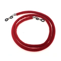 Detail of red suede sports eyewear strap with black silicone loops and silver metal parts - Burgundy