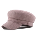 Casquette militaire rose en coton et lin avec texture gaufrée et bandeau assorti - 57-58 / Rose