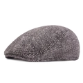 Klassieke grijze visgraat flat cap voor heren gemaakt van een warme wollen textuurstof - M / Lichtgrijs