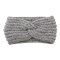 Grey twisted knit headband made of soft chenille for warmth and fitness activities - Gray
