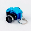 Portachiavi mini fotocamera azzurro e nero con luce LED e suono per studenti - Anello Piatto / Blu