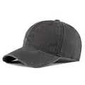 Vintage washed cotton baseball cap in charcoal grey with reinforced stitching - Dark Gray