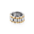 Bague bicolore en acier inoxydable argent et or avec design de bracelet de montre - US 10 / Or & Argent