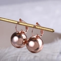 Polished rose gold spherical hoop earrings featuring high-gloss mirror finish for women - Rose Gold