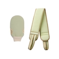 Light green exfoliating bath set including a textured scrub glove and long back strap - 2-Piece Set (Mitt + Back Scrubber) / Mustard Green