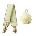 Exfoliating bath set featuring a pale green back scrubber and a cream-colored loofah sponge - 2-Piece Set (Back Scrubber + Bath Ball) / Mustard Green