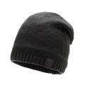 Berretto invernale in maglia grigio scuro con fodera in pile e patch sportiva in pelle - Taglia unica / Grigio