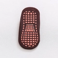 Dark brown non-slip knit children socks with orange rubber grip dots for toddlers - 1-4 Years / Coffee