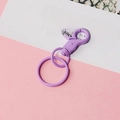 Purple metallic lobster clasp keychain with matching round keyring for DIY accessories - Purple