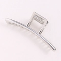 Minimalistische silberne geometrische Metall Haarklammer für Damen mit poliertem Finish - Großes Weiß K/Silber