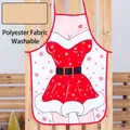 Washable polyester Christmas apron featuring a sexy red lady outfit print and snowflakes - Polyester / Style E Christmas Lady