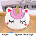 Plush unicorn coin purse with golden horn and cute embroidery, approximately 10cm height - Approx. 10cm / Purple