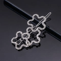 Eleganter gewellter silberner Haarschliff mit funkelnden weißen Strasssteinen - Silber Drei Pflaumenblüten Strass Frosch Clip
