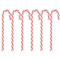 Detailed view of six red and white candy cane Christmas tree ornaments on white background - 6 Pieces / Pack / 15CM / Red White
