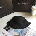 Classic plain black wide brim bucket hat for sun protection in a minimalist foldable style - 5.5cm Brim/No Windproof Rope / Black