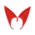 Cosplay elf ears in vibrant red finish for Halloween party and costume dressing up - Red - OPP Bag - Long Style