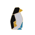 Cartoon-Pinguin-Emaille-Pin mit geometrischen Mustern und goldenen Metallkanten - Pinguin - Stil 9